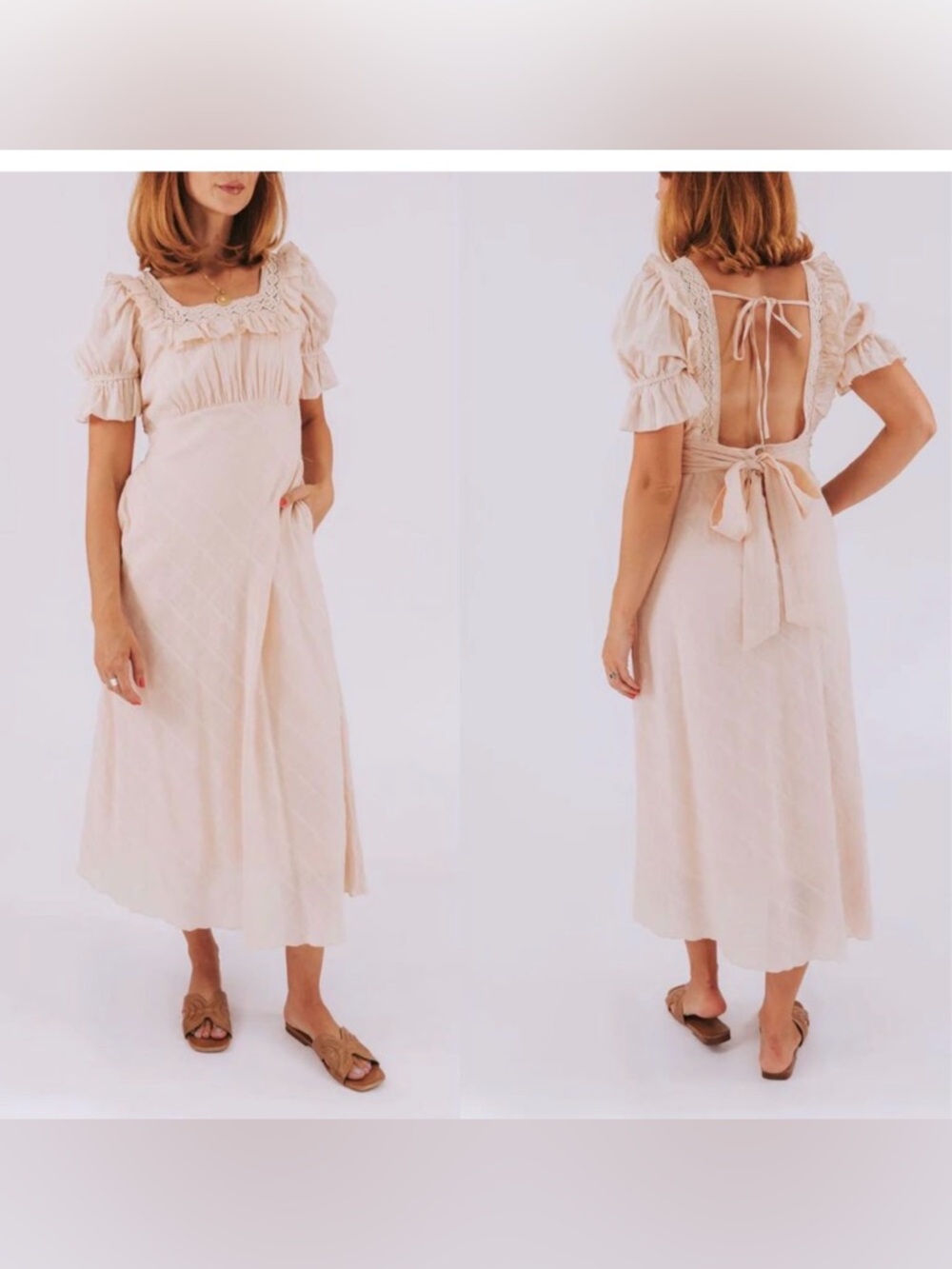 NWT Free People fine line dress peach size large‎
